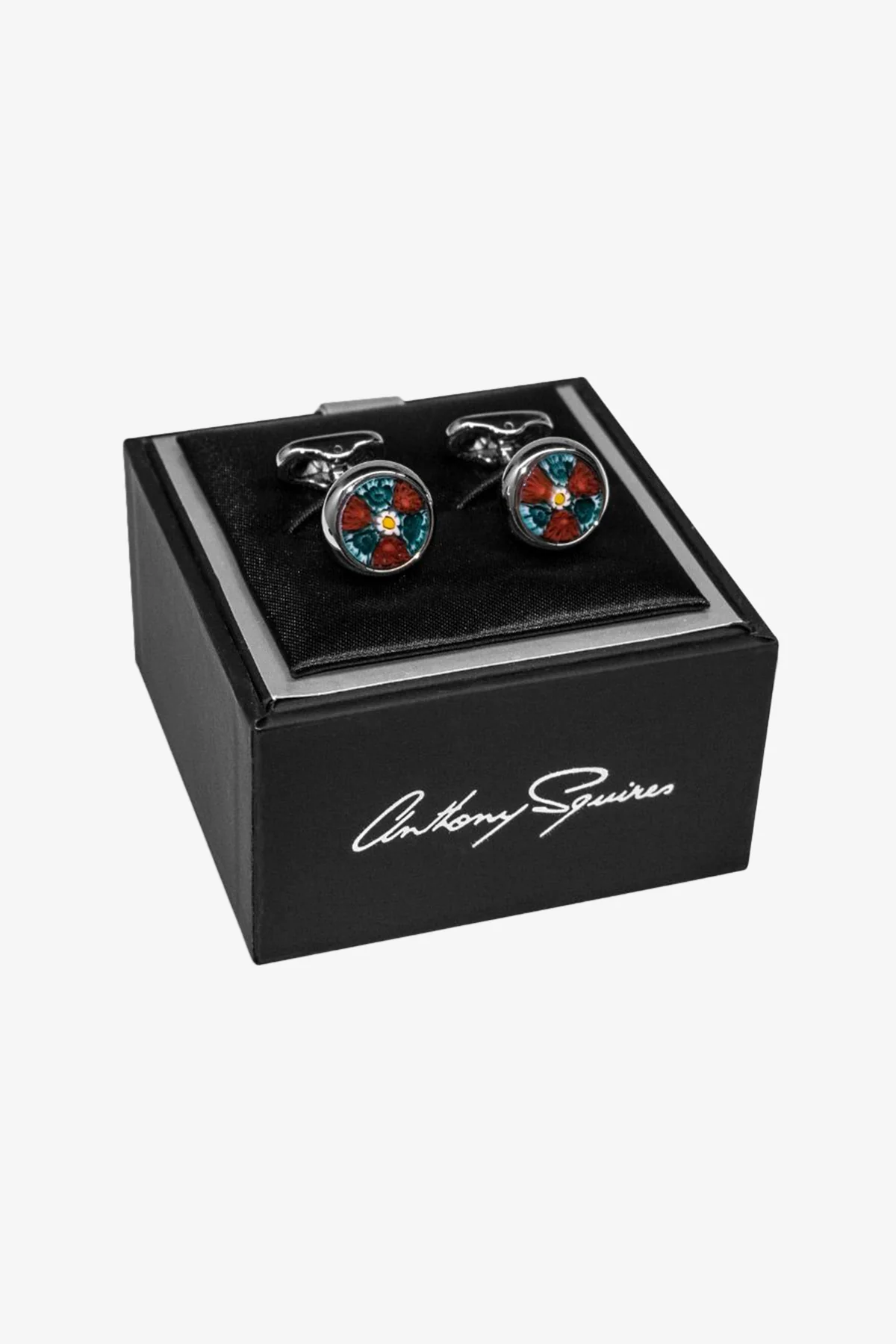 Cufflinks - Blue & Red Murano Glass - Image 3