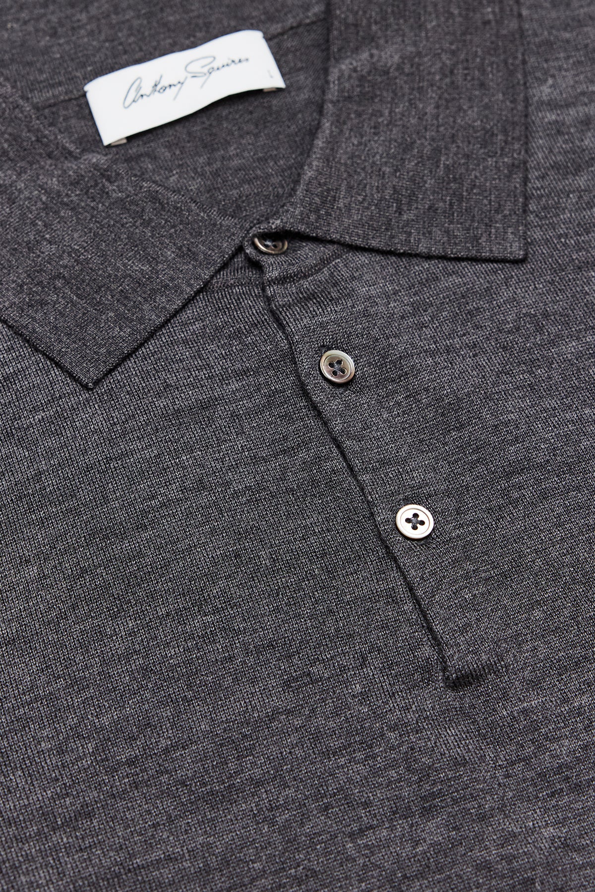 Kelvin - Charcoal Long Sleeve Knit Polo - Image 2
